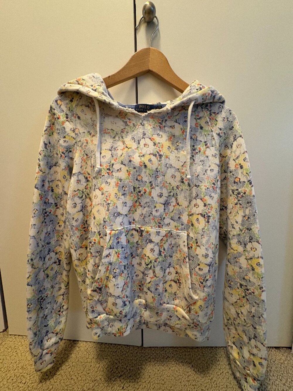 Polo Ralph Lauren Floral Spa Terry Hoodie — Pastel Floral Print, Size S